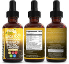 Clean Nutra Organic Maca Root Liquid Drops with Ashwagandha, Fenugreek, Beet Root and L-Arginine Liquid Multivitamin for Women and Men - Adapto Drive