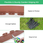 4-Inch x 100 FT Landscape Edging Border with 150 Stakes, Plastic Garden Edging Border Kit, Flexible No Dig Lawn Edging Border for Garden Flower Beds Yard Pathway Paver (Brown)