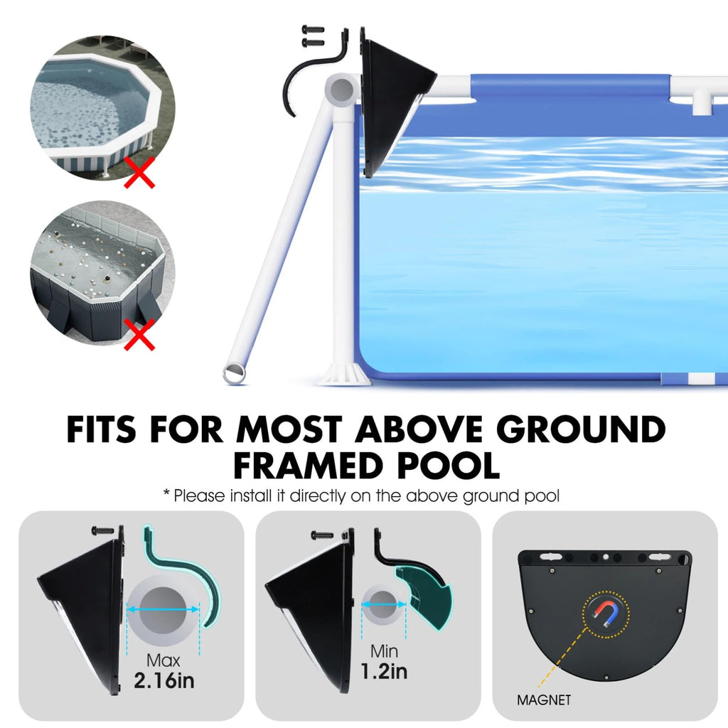 Solar Pool Lights for Above Ground Pools, Solar Powered Pool Lights with 10 Lighting Modes, Upgraded Pool Lights for Framed Above Ground Pools Solar Light Waterproof, Swimming Pool Accessories 2PC