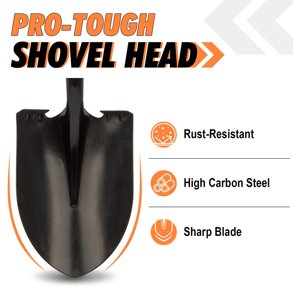 Dikuyeel Shovel for Digging Heavy Duty Metal Shovel with Fiberglass Handle, 56 Inches