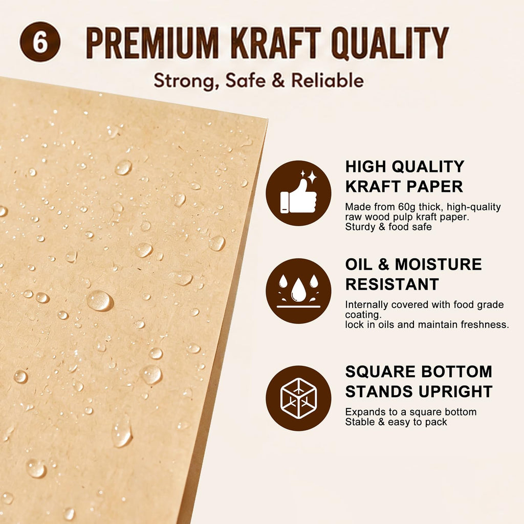 200 Pack Large Paper Sourdough Bread Bags with Tin Tie Tabs & 500 Stickers