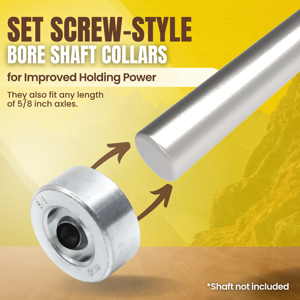 (4-Pack) 5/8” Bore Solid Steel Shaft Collars with Zinc Plated Coating - Durable Shaft Collars Suitable for Machinery and Industrial Use