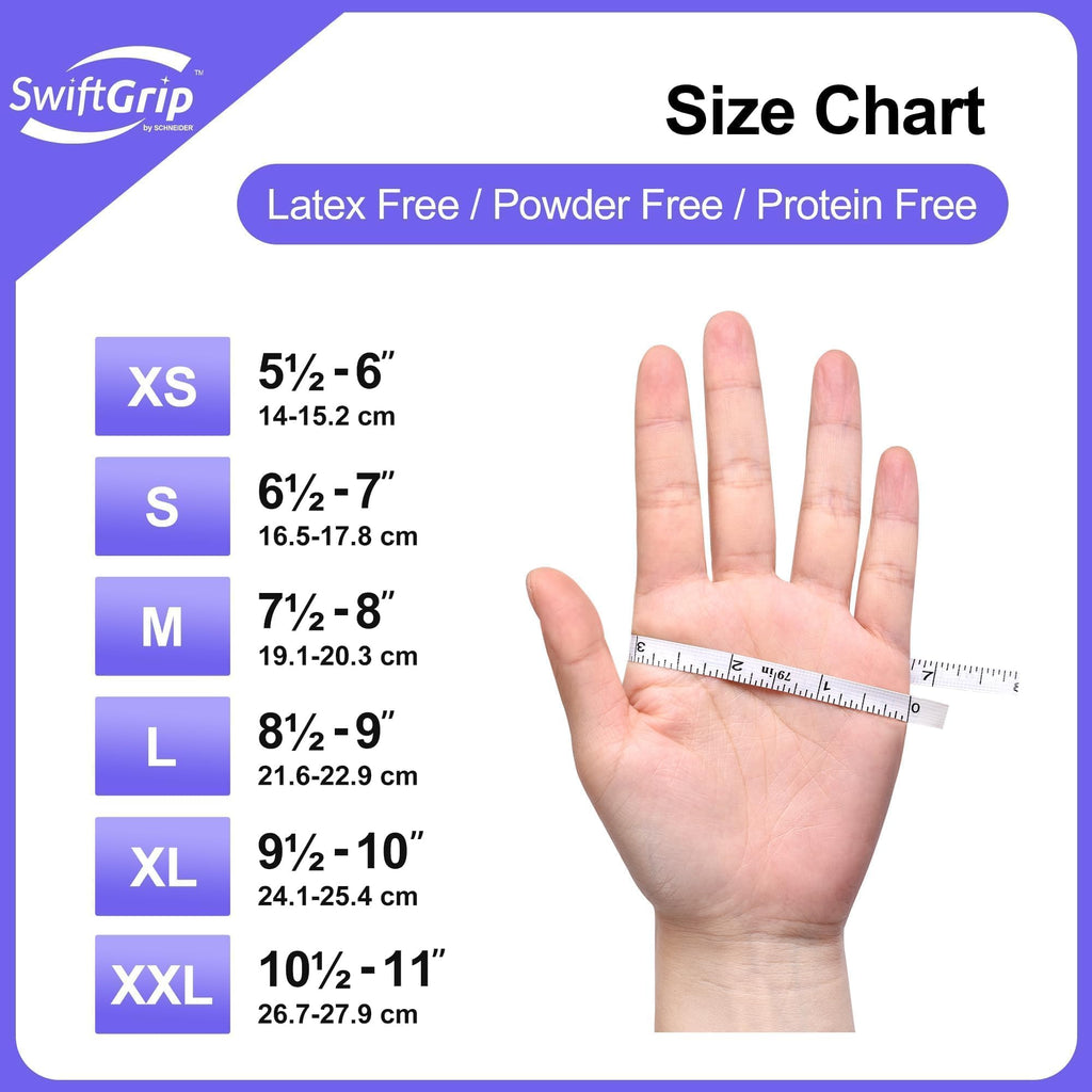 SwiftGrip Disposable Nitrile Exam Gloves, 3mil, Medium, Box of 50, Violet Nitrile Gloves Disposable Latex Free for Medical, Cleaning, Cooking & Esthetician, Food-Safe, Powder-Free, Non-Sterile, Purple