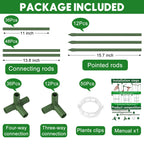 3 Pack Tomato Cage, 14.5" W x 53" H Square Tomato Trellis with 50 Pcs Clips