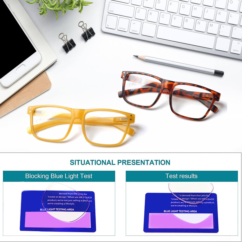 Kerecsen 5 Pack Oversized Reading Glasses Blue Light Blocking Square Large Frame Readers for Men and Women (5 Black, 1.75, x)