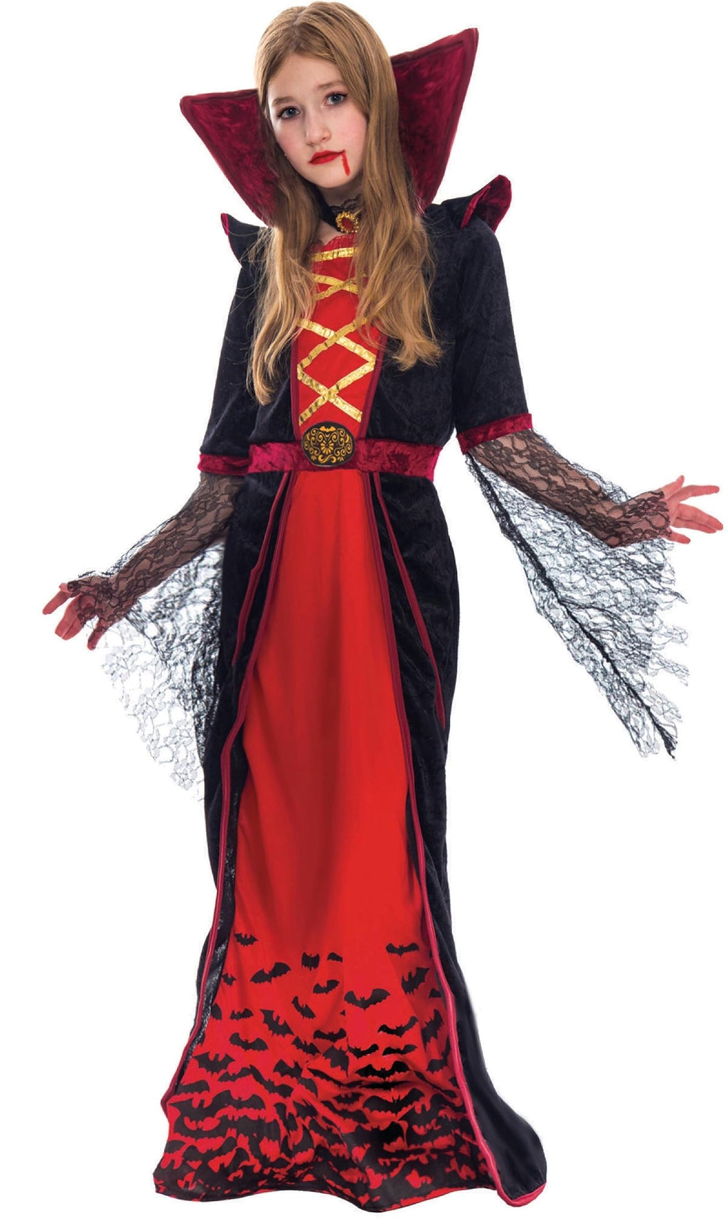 Spooktacular Creations Royal Vampire Costume for Girls, Deluxe Set Halloween Gothic Victorian Vampiress Queen Costume for Dress Up Party
