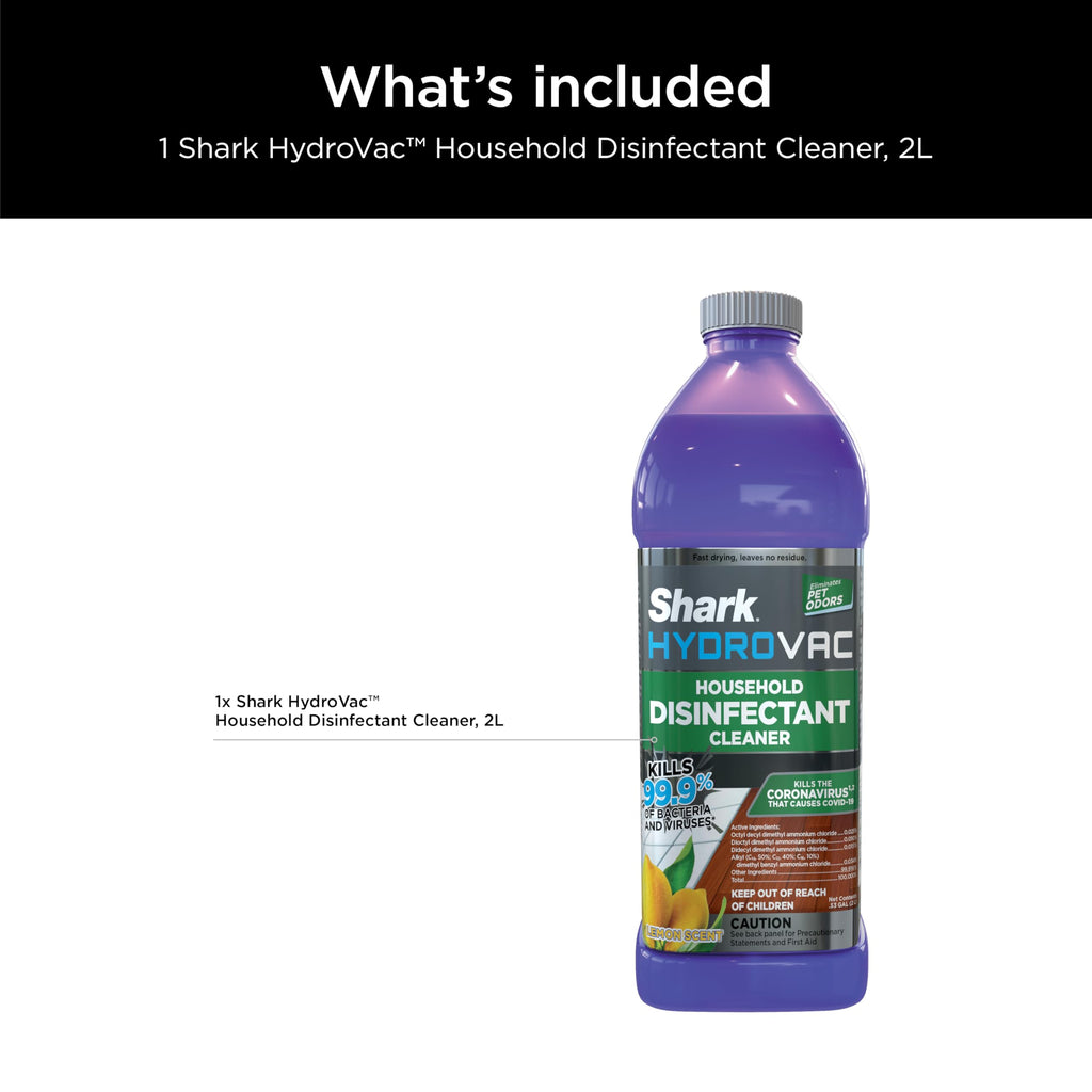 Shark HydroVac Household Disinfectant Cleaner, Kills 99.9% of Bacteria & Viruses, Compatible with Shark HydroVac 3-in-1 Multi-Surface Cleaners on Hardfloor, Stone, Laminate & Tile, Purple, WDCD60