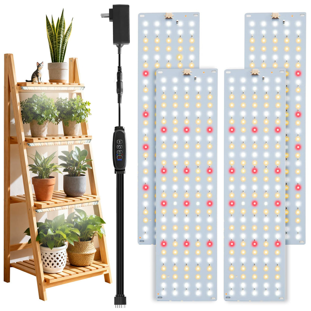PlantaPulse Grow Lights for Indoor Plants, Ultra-Thin Panel, 540LEDs Full Spectrum, 8/12/16H Timer, 10 Dimmable Levels