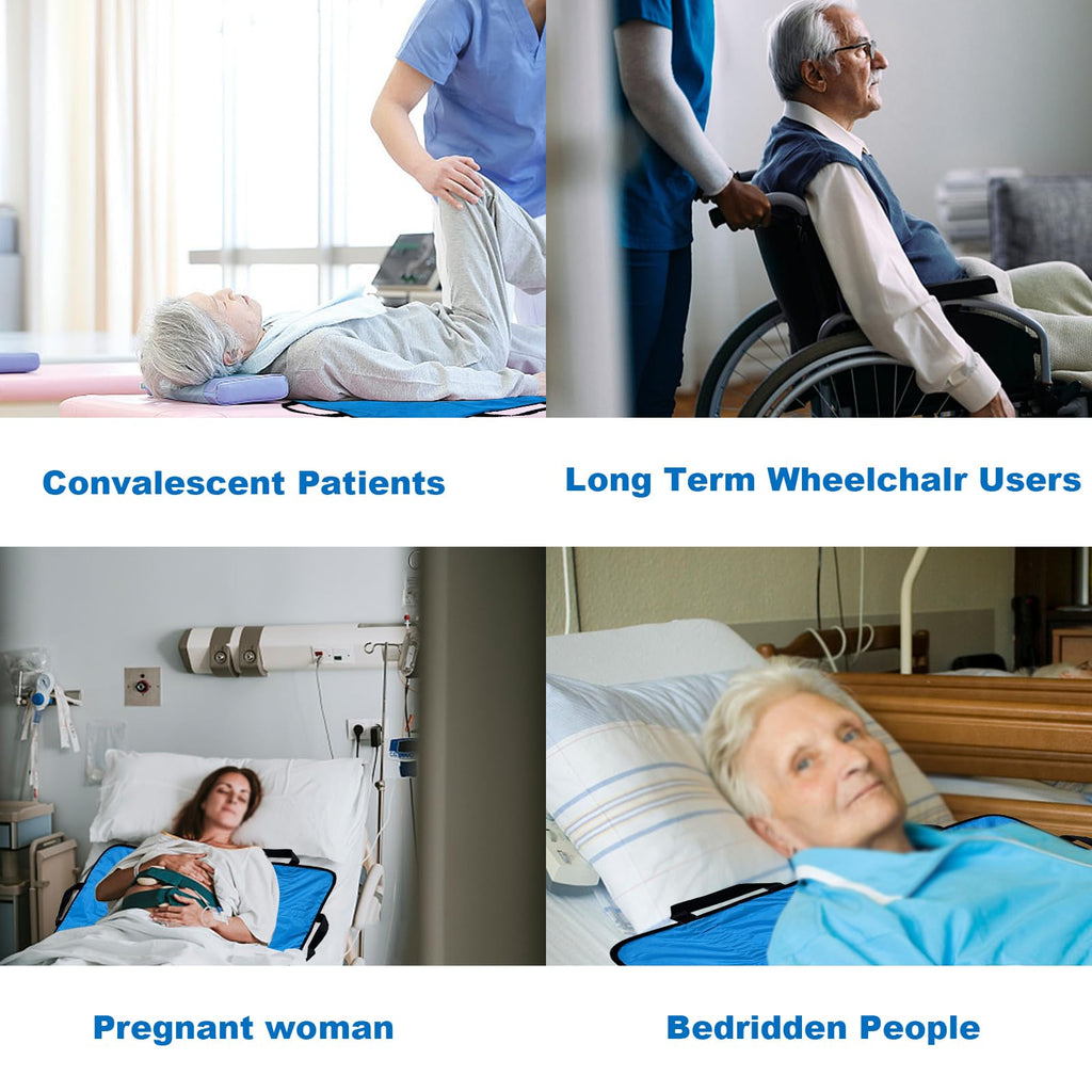 Reusable Positioning Bed Pads for Elderly with 8 Handles 48"x40", Washable Transfer Slide Sheets for Moving, Turning, Lifting Patients, Draw Sheets for Hospital Beds, Padded Bed Senior Transfer Helper