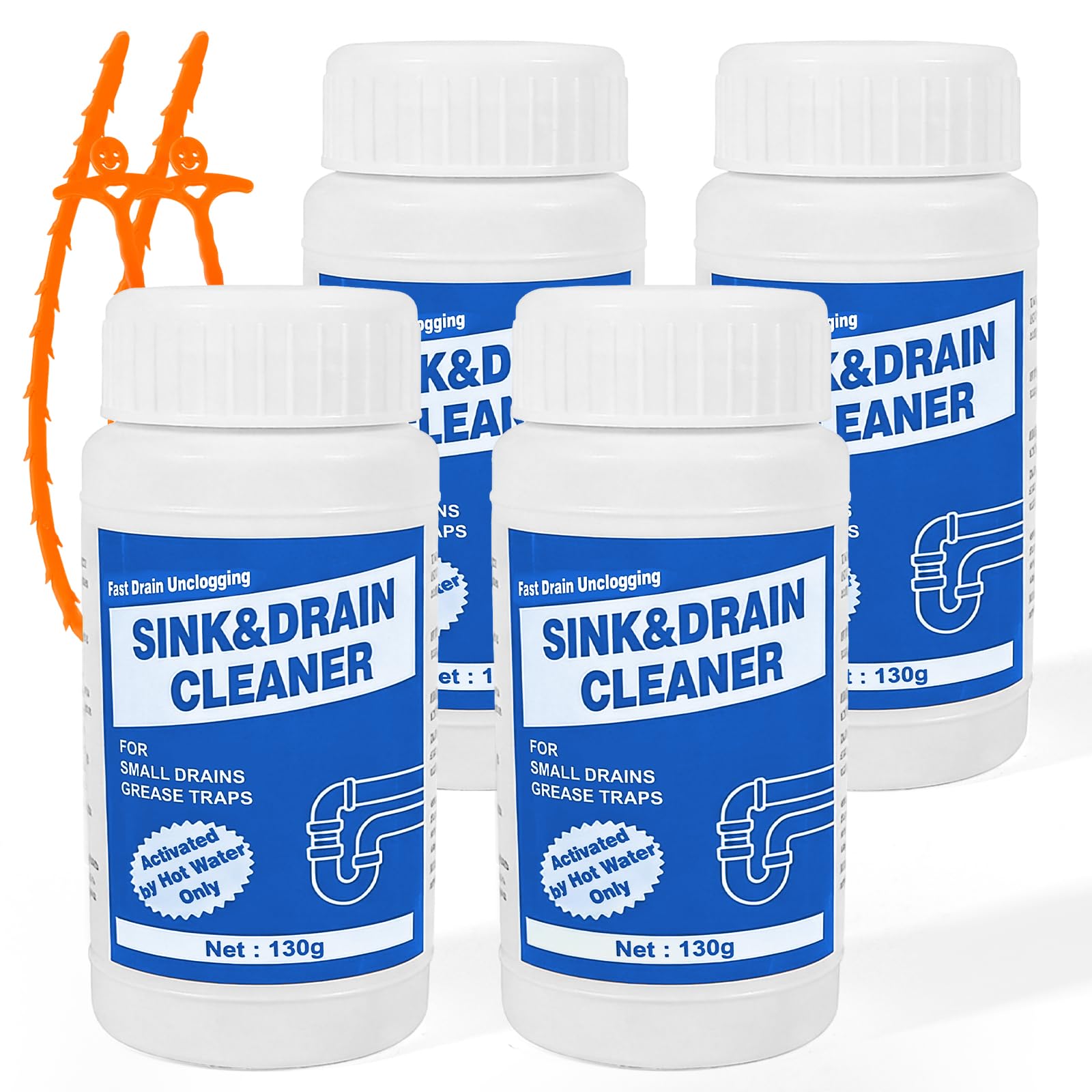 Wind in Hand Sink and Drain Cleaner Powder: All-Purpose Pipe Opener for Kitchen Bathroom Pipes and Floor Drains – Reliable Drain Clog Remover for Home Plumbing Maintenance（4 pack）
