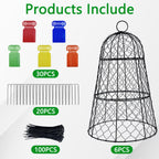 6 Pack 11.4" D x 17.7" H Garden Cloches for Plants,Rustproof Chicken Wire Cloches Flip-Top Design,Upgraded Triple Combination,Plant Protectors from Animals,Ideal for Outdoor Plant Protection