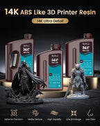 SUNLU ABS-Like 3D Printer Resin 2.0, 14K 3D Resin, Superior Precision, for Detail Printing Miniatures, Smooth Matte Surface, Suit for most LCD Printer, 405nm UV Curing Photopolymer 3D Resin, 2KG, Grey