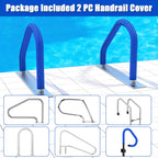 Pool Handrail Covers with Zippers 4 6 8 10 Ft Inground Swimming Pools Hand Rail Cover, Anti-Slip Cool Touch Heat Resistant, Blue, Non Slip Swim Pool Railing Ladder Stair Handle Grip (4 Feet 2 Pcs)