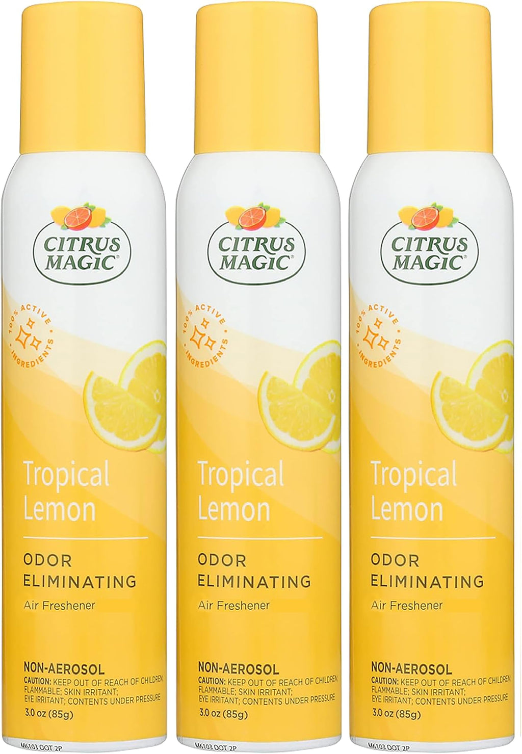 Citrus Magic Odor Eliminating Air Freshener Spray, Tropical Lemon, 3-Ounce, Pack of 3