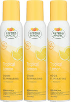 Citrus Magic Odor Eliminating Air Freshener Spray, Tropical Lemon, 3-Ounce, Pack of 3
