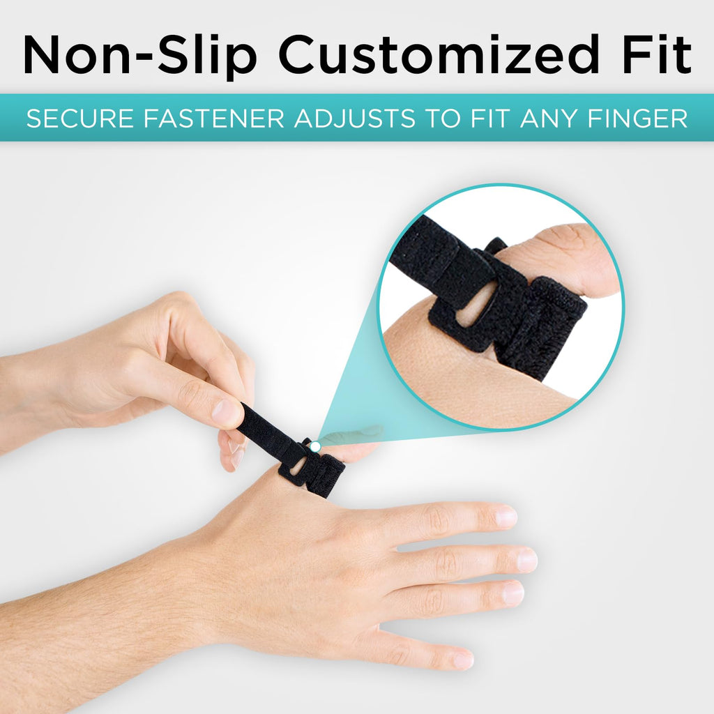 Vive Trigger Finger Splint Support Brace for Straightening Curved, Bent, Locked & Stenosing Tenosynovitis Hands - Tendon Release & Pain Relief (2-Pack, Black) - HSA/FSA Approved