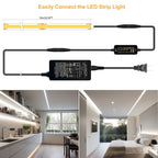 Pandery LED Strip Lights 32.8FT,Dimmable cob led Strip with Adapter and Remote,24V Strip Lights CRI90+ 8mm Wide 3840leds,Natural White 4000K Indoor led Tape,Perfect for Cabinet,Room,Kitchen,TV