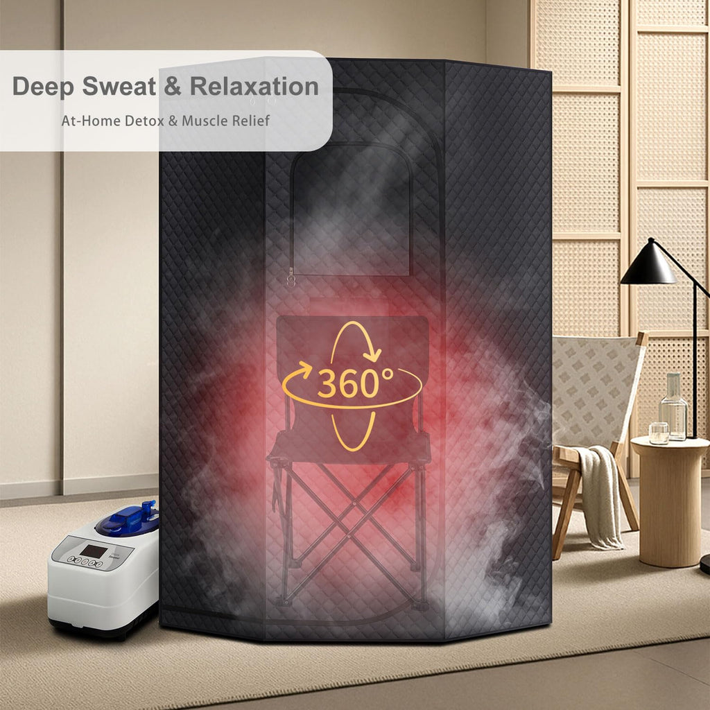 RRGFB Sauna Steamer Machine for Home, 1300W 1.8qt Steam Generator, Portable Steamer Pot with Remote Control, Oil Diffuser, 5-60 min Timer, 9 Levels, Heat up to 140°F