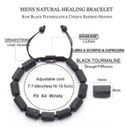 HASKARE Natural Stone Tourmaline Crystal Bracelets for Men, Protection Crystals Raw Black Tourmaline Beads Bracelet, Mens Energy Healing Bracelets for Anxiety, Handmade Bracelet Gifts for Men