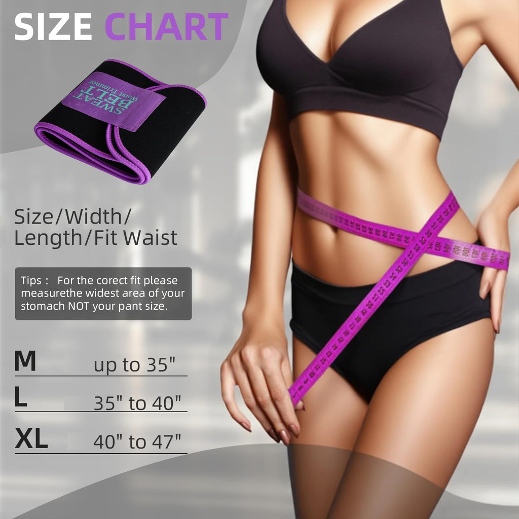 AMZBOSS Waist Trainer for Women Lower Belly Fat, Waist Sweat Band for Women, Belly Band Sweat Belt, Body Shaper, Stomach Wrap (Purple, Large)