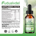 1 Pack 5000mg Citrus Bergamot Liquid Drops,Reduce Triglycerides Bergamot Supplement for High Cholesterol, Immune Support for Anti Aging,Antioxidant,Lime Bitter,Natural Olive Leaf Extract,2 Fl Oz