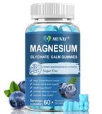 Magnesium Gummies 600mg per Serving-Magnesium Glycinate 400mg and Magnesium Malate 200mg,Sugar Free Magnesium Potassium Supplement for Calm Mood, Muscle, Bone & Sleep Support,60 Blueberry Gummies