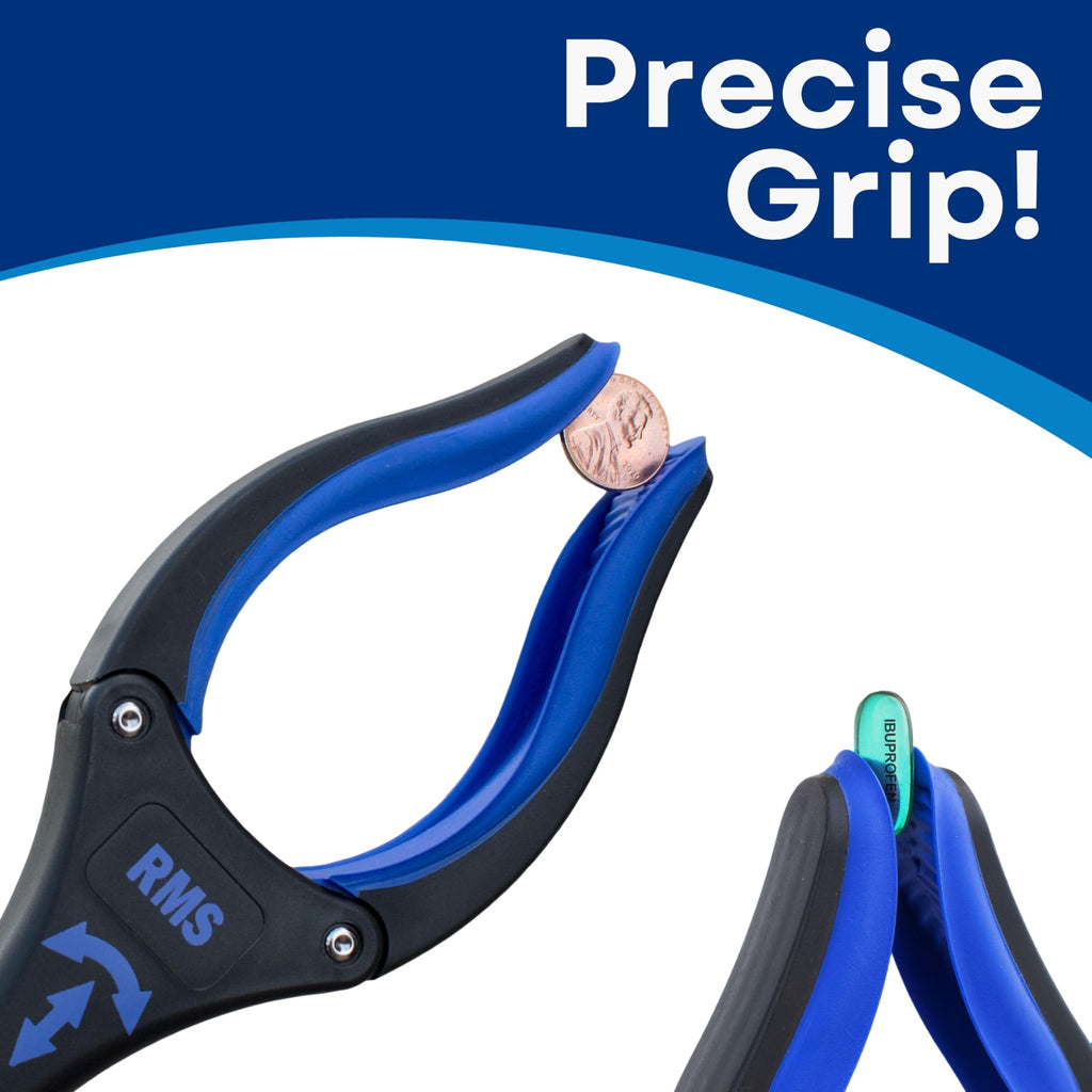RMS 2-Pack 32 Inch Extra Long Grabber Reacher with Rotating Jaw - Mobility Aid Reaching Assist Tool (Blue)