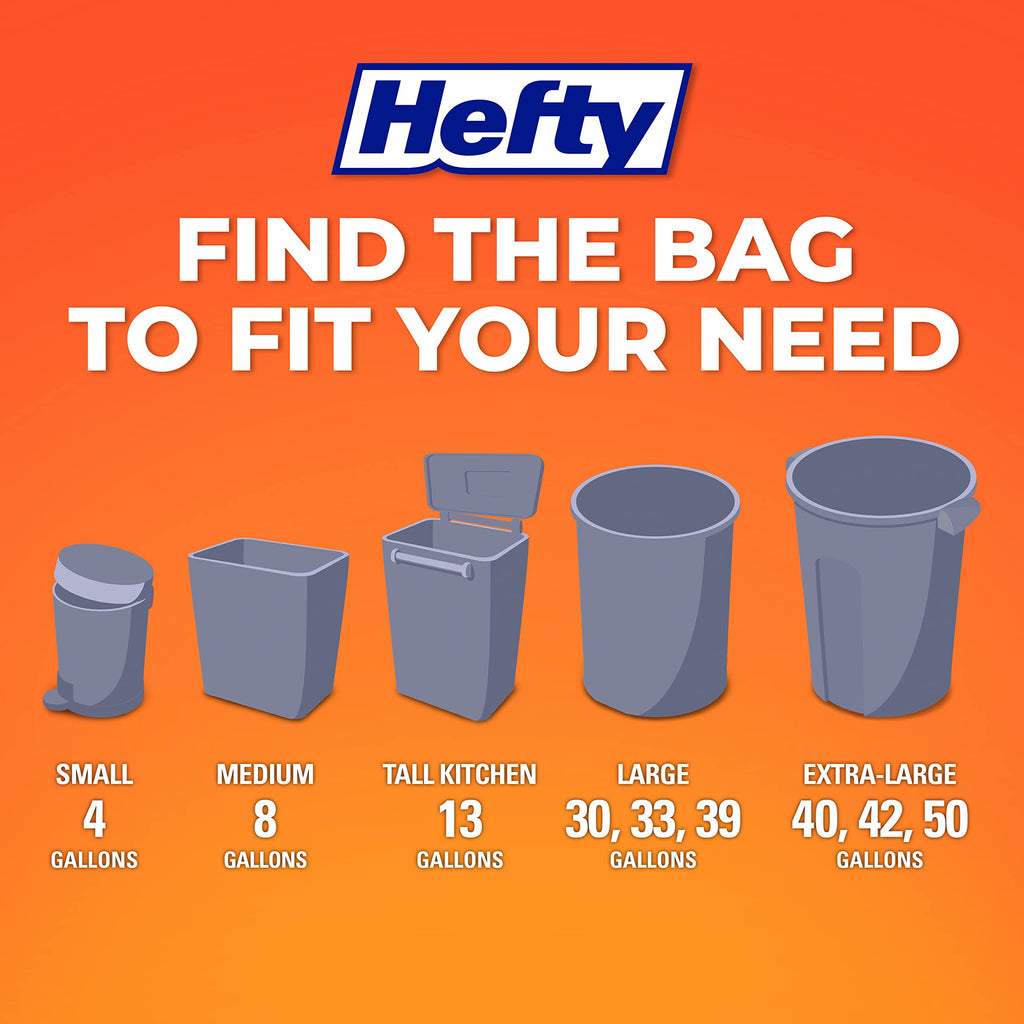 Hefty Medium Trash Bags, 8 Gallon, Ocean Water Scented Garbage Bags with Drawstring Closure, White, 26 Count