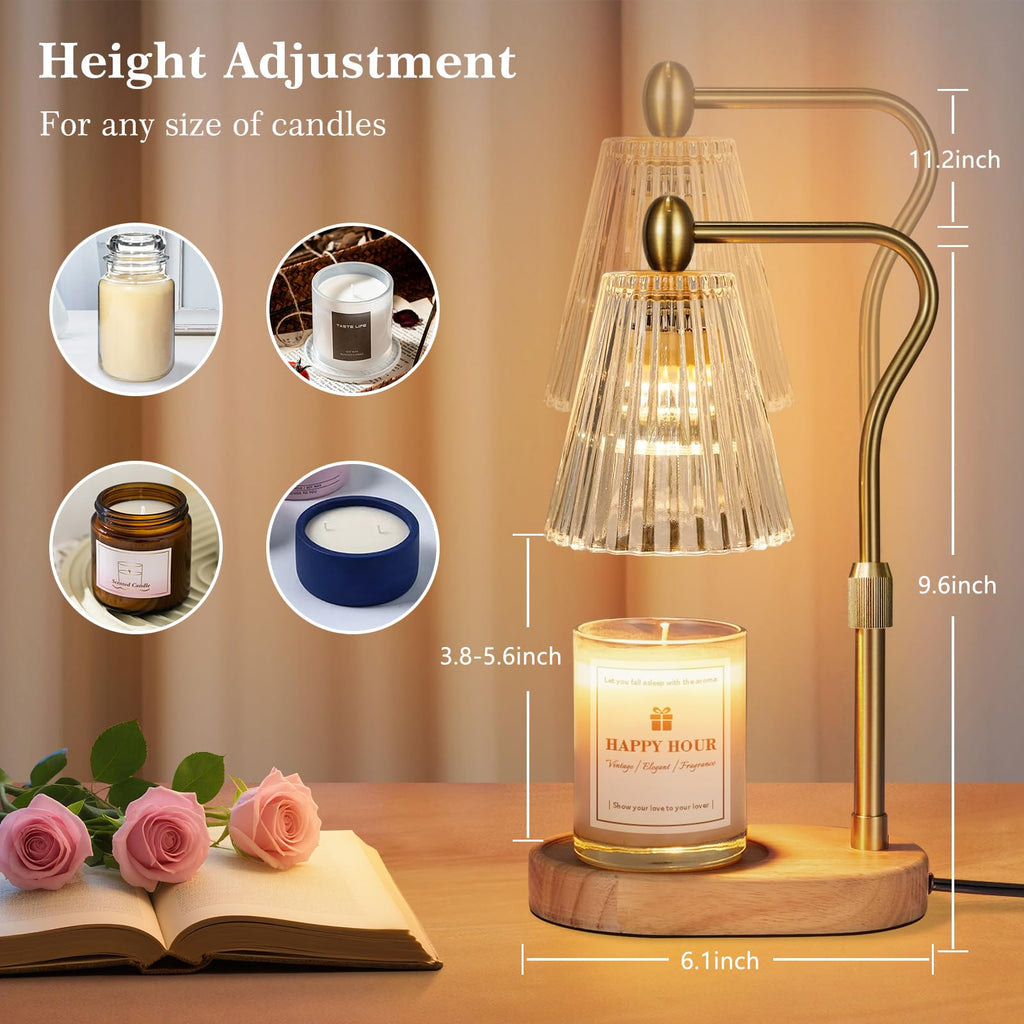 Imenlox Candle Warmer Lamp, with Timer & Dimmer, Adjustable Height, Christmas Birthday Mothers Day Gifts for Women Mom Her, House Warming New Home Thanksgiving Décor (Amber)