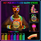 BUDI 467Pcs Glow Sticks Party Favors for Kid Adult Halloween Toys Bulk Pack