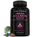 Vital Vitamins Vegan Collagen Booster - with Silica and Hyaluronic Acid - Plant-Based Collagen Supplements - Supports Hair, Skin, Nails & Joints - 60 Capsules
