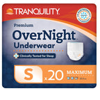 Tranquility Premium OverNight Disposable Absorbent Underwear (20 Count) - S, 22-36 in. Waist - Maximum Absorbency, All-Night Sleep, Breathable Comfort, 20 Adult Diapers