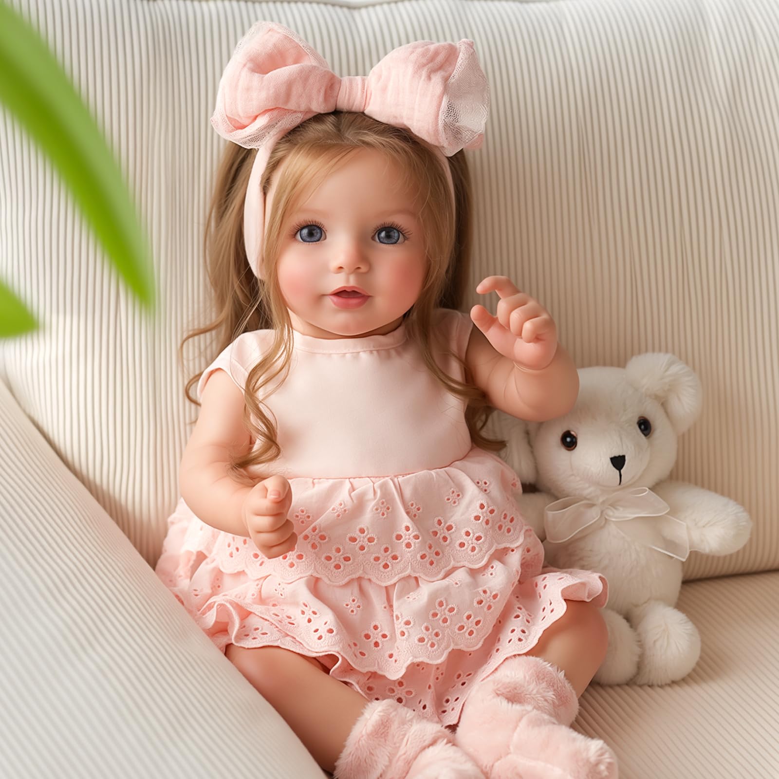 BABESIDE Lifelike Reborn Baby Dolls Dara - 20 Inch Realistic-Newborn Baby Doll Brown Hair Girl Handmade Real Life Toddler Dolls with Clothes and Toy Accessories Gift for Kids Age 3+