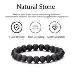 RANKEEF Tiger Eye Bracelet For Men 8MM Natural Stone Beads Bracelet Set Stretch Lava Rock Bracelets Adjustable Black Crystal Beaded Bracelet for Men Women Gifts