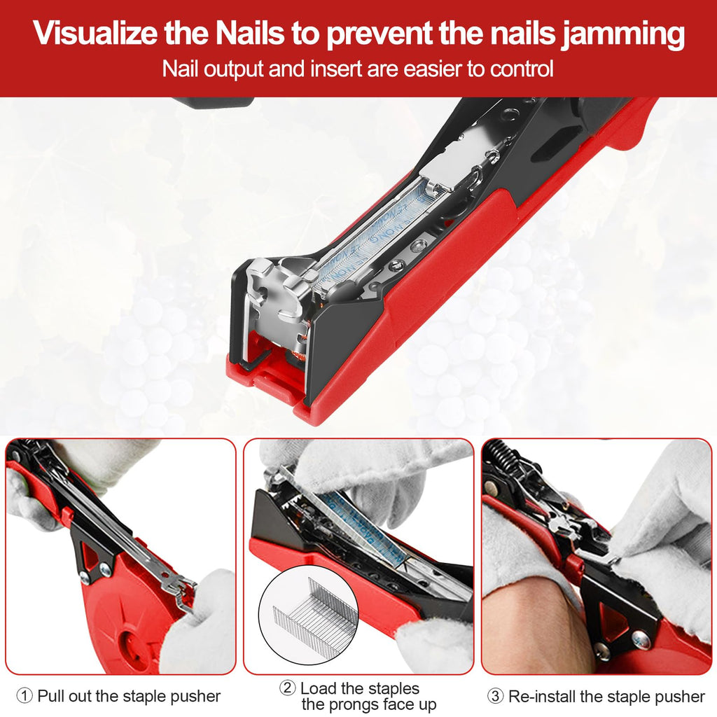 RUKHOOL Upgraded Plant Tying Machine Gun to Tie Up Vine Tomatoes and Grapes Quickly Garden Tape Tool for Gardeners Farmers with SK5 Blade Replacement Garden Tapes and Staples