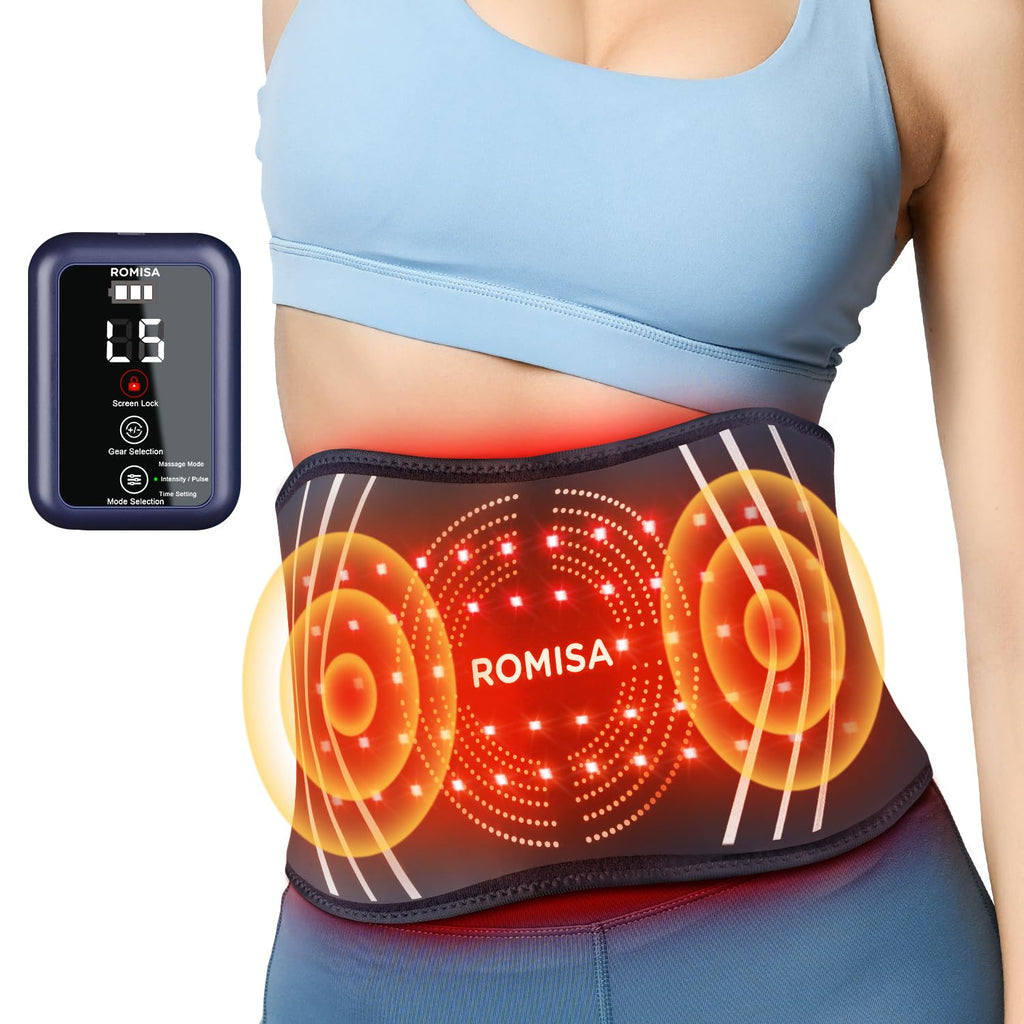 ROMISA Red Light Therapy Belt - Infrared Light Therapy Vibration Red Light Therapy Device for Body Massage for Back Shoulder Waist Muscle Pain Relief for Gift Women Men Gift