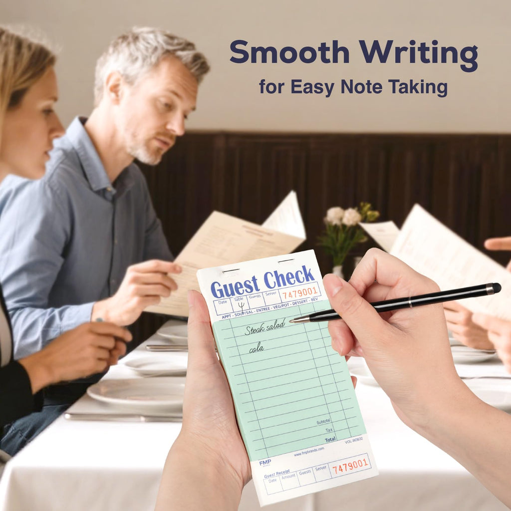FMP Brands Guest Checks Pads 6 Pack 300 Orders, Server Note Pads, Light Green Guest Check for Servers, Waitress Notepad, Restaurant Order Pads Paper 50 Sheets/Book, Server Accessories