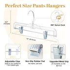 HOUSE DAY 14 Inch Clear Pants Hangers with Clips 12 Pack, Skirt Hangers