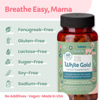 White Gold Lactation Supplement for Breast Milk Supply Increase & Flow – IBCLC-Formulated Breastfeeding Vitamins with Dong Quai Root, Shatavari, Milk Thistle – Fenugreek-Free – 60 Vegan Capsules