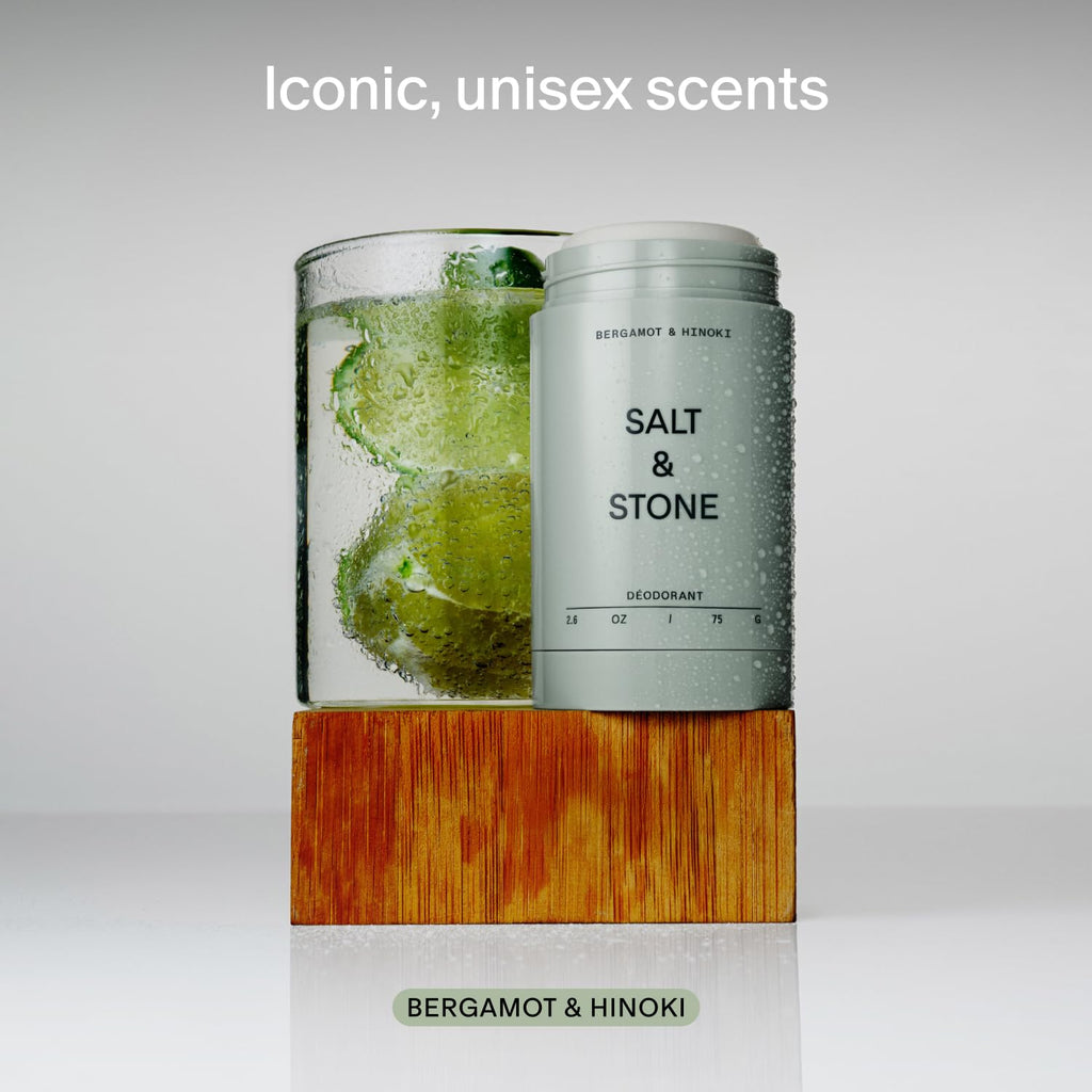 Salt & Stone Aluminum-Free Deodorant, Women & Men Bergamot & Hinoki 2.6 oz