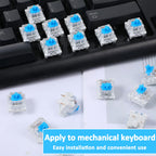 72 Pieces Blue Mechanical Keyboard Switches, 3 Pin Pre-Lubricated Clicky Key Switches, Dustproof and Waterproof Keyboard Accessories for Mechanical Gaming Keyboard