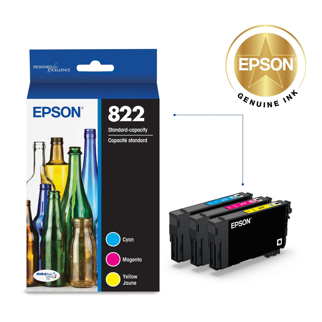 Epson 822 Genuine Ink Standard Capacity Color Cartridge 4-Pack T822520