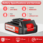 ANTOOLOCKER 20v Battery for Black+ Decker: 4.0 ah Replacement 20 Volt Max Batteries Compatible with LBXR20 LBXR2020 LBX20 LBXR2520 LB2XR20 - Extended Runtime for Cordless Power Tools Drill 2 Pack