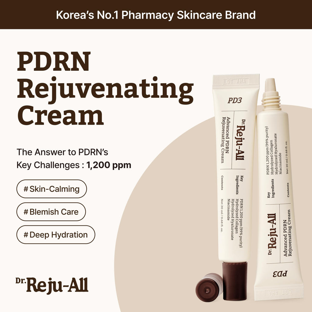 Dr. Reju-All PDRN Rejuvenating Cream – Rejuall PDRN Face Moisturizer – Optimal 1200ppm for Glass Skin & Plumping – Korean Pharmacy Anti-Aging Skin Care Face Cream - 0.7 Fl Oz