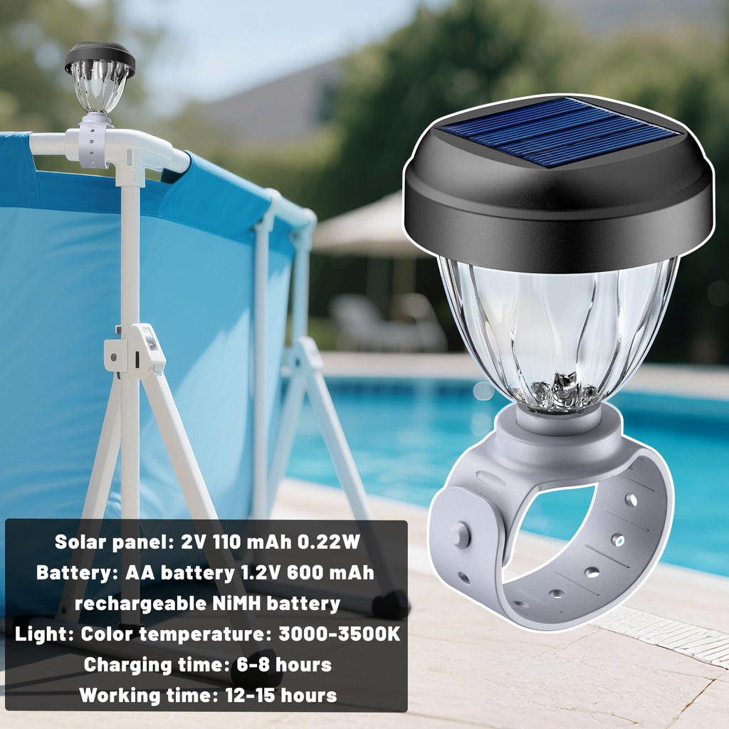 JEMULICE Solar Pool Lights for Above Ground Pools, LED Energy Saving Warm White Light, Waterproof for Frame Swimming Pools Night Accessories (8 Pcs)