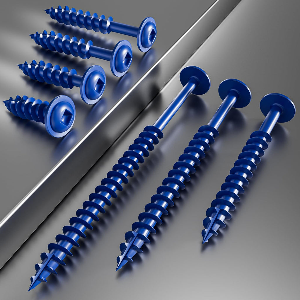 Wensilon (Blue) Pocket Hole Screws # 8 * 1-1/4" 323pcs 2lbs Square Hole Wood Screws and Round Head Square Hole self Tapping Screws are Suitable for Wooden use.150MM,60MM Drive bit Included.