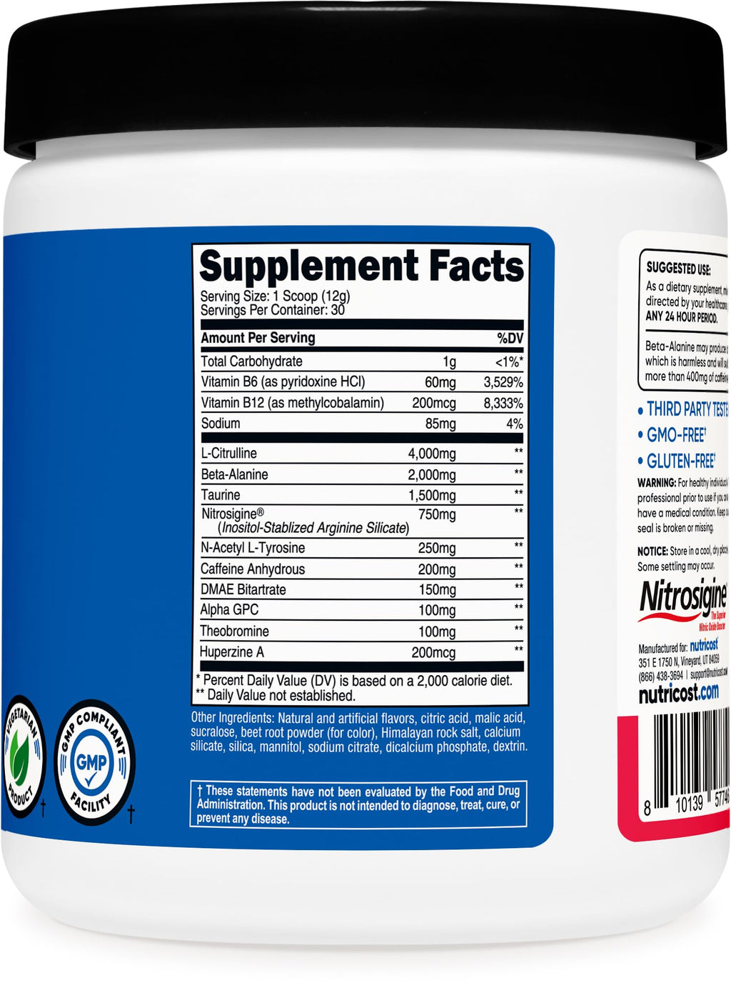 Nutricost Pre-Workout Powder (Strawberry Margarita) 30 Servings - GMO-Free, Gluten-Free, Vegetarian