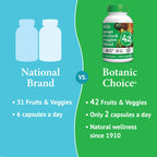 Botanic Choice Since 1910 - Mega Fruits & Veggies Blend - 42 Fruits and Vegetables - 2 Caps Daily - 60 Count Supplement