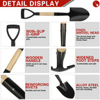 28-Inch Mini Garden Shovel with D-Grip Handle, Kids Small Shovel, Alloy Steel Head & Wooden Shaft for Car Emergency, Beach, Planting & Light Snow Duty