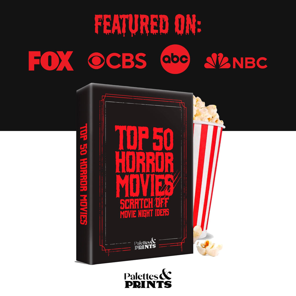 Top 50 Horror Movies Scratch Off Cards. Gifts for Movie Night Halloween